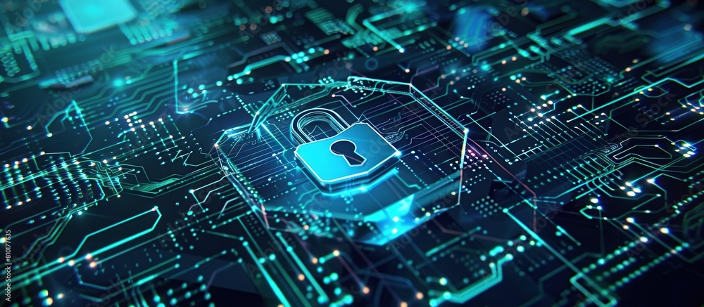 Poster Visualization of a secure network infrastructure with Cyber security.