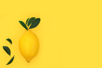 Lemon citrus fruit healthy food for immune system boost concept. Abstract minimal design with...