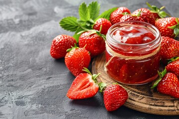 Immerse yourself in the delightful taste of strawberry jam, its fruity aroma and deep color enchanting