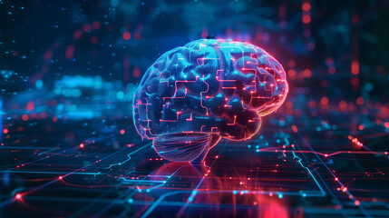 Obraz premium Artistic Representation of Human Brain with Neural Connections