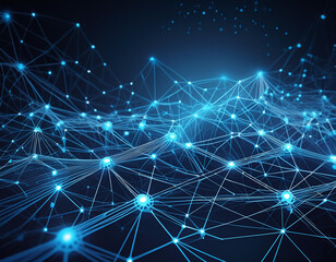 Fototapeta premium Abstract network concept with glowing nodes and connections on dark background