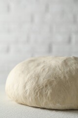 Fresh raw homemade dough on light table