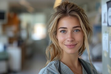 confident young nurse in hospital