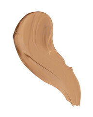 Makeup foundation, beige concealer swatch smudge smear on transparent background. BB CC cream texture