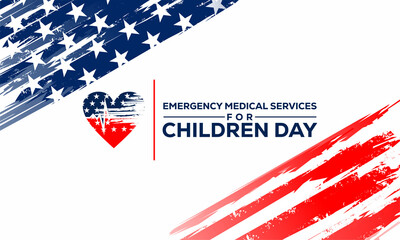 Emergency Medical Services For Children Day (EMSC). May 24. Holiday concept. Template for background, banner, card, poster with text inscription.