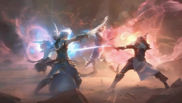 Fantasy Battle of Elemental Wizards
