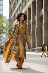 Obraz premium Woman With Dreadlocks on City Street