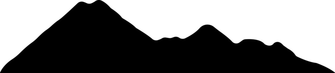 Mountain peaks silhouettes icon in flat. Isolated on transparent background Mountain, rock, hill, peak logos. Vector for apps or web shapes and elements for creation your own outdoor labels