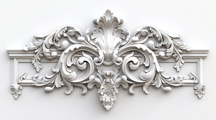 Luxurious rococo style balustrade design on white background