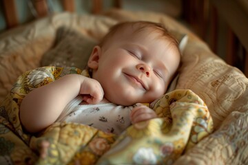 Blissful image of a baby peacefully sleeping in a crib