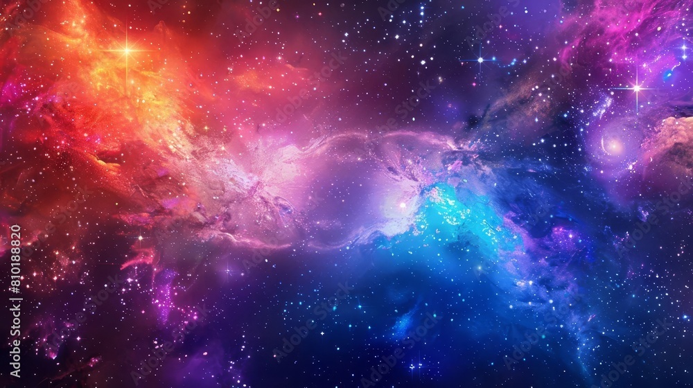Wall mural aweinspiring nebula explosion with twinkling galaxies in deep outer space colorful cosmic scene