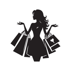 Shopping Girl vector illustration 
silhouette style