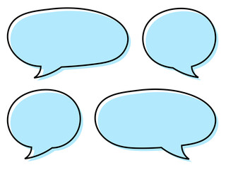 版ズレ手書き円吹き出しセットA：水色