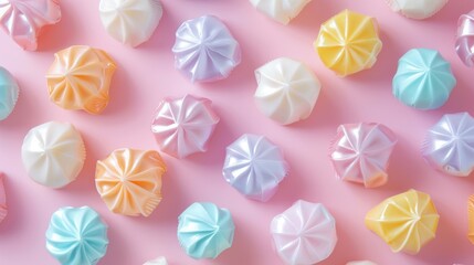 Fototapeta premium A row of colorful marshmallows with swirls on them