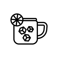 Orange juice in the glass line icon. Drinks icon. Juice icon isolated on white background. Transparent background, minimalist symbol. Vector images