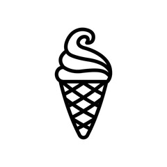 Ice cream cone line icon. Drinks icon. Ice cream icon isolated on white background. Transparent background, minimalist symbol. Vector images