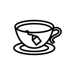 Cup of tea line icon. Drinks icon. Coffee icon isolated on white background. Transparent background, minimalist symbol. Vector images
