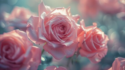A Bunch of Pink Roses in a Vase