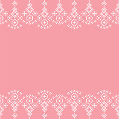 Ethnic geometric fabric pattern Cross Stitch.Embroidery Ethnic oriental Pixel pattern rose pink gold pastel background. Abstract,vector,illustration. Texture,clothing,scarf,decoration,silk wallpaper.
