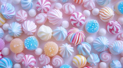 Fototapeta premium A colorful pile of candy with a rainbow of colors