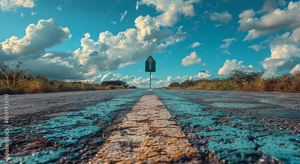 Canvas Prints green road sign with empty text space and an arrow