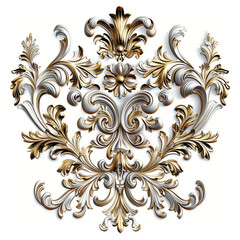 Luxurious acroteria design in rococo style on a white background