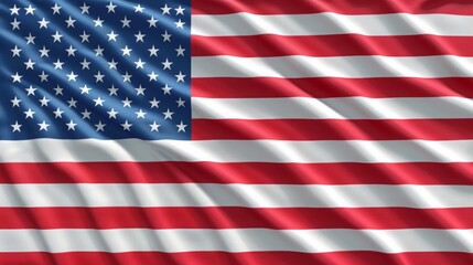 Fototapeta premium The image shows a detailed, realistic American flag waving in the wind.
