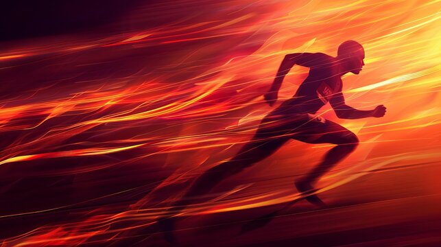 dynamic sprinter silhouette energetic motion blur illustration