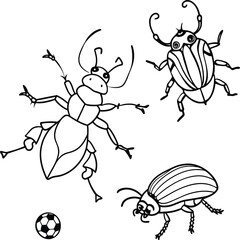 The beetle bug is an insect. A black and white coloring book. coloring pages for children. Insect coloring pages