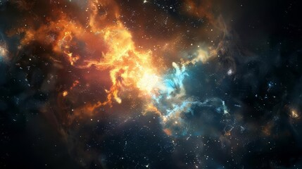 Fototapeta premium exploding nebula and distant galaxies in outer space colorful cosmic background illustration