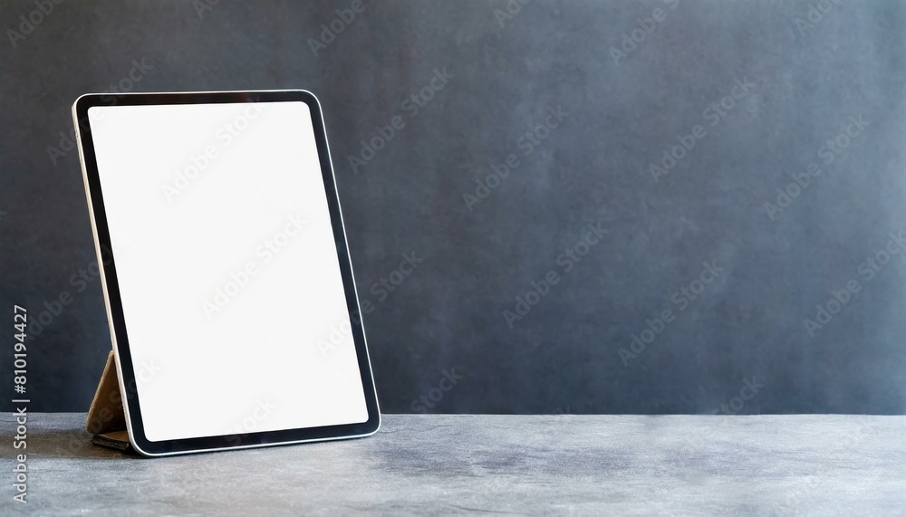Poster tablet on table with decoration - tablet mockup for application presentation, web design or user int