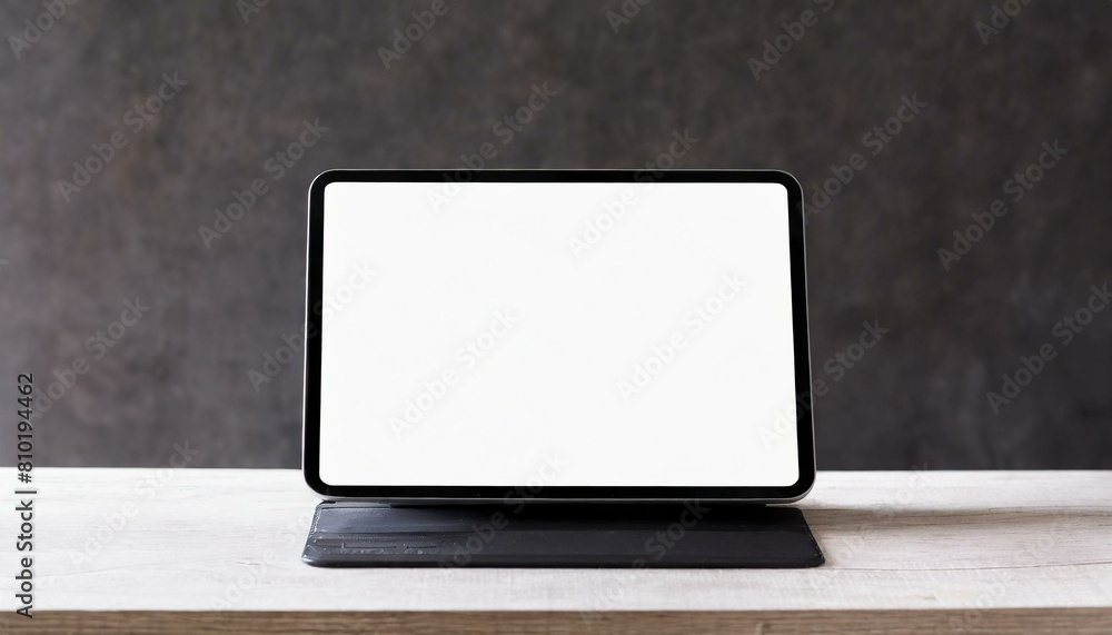 Poster tablet on table with decoration - tablet mockup for application presentation, web design or user int
