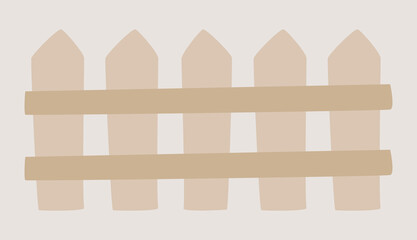 Wooden fence for farm in flat design. Countryside barrier with planks. Vector illustration isolated.