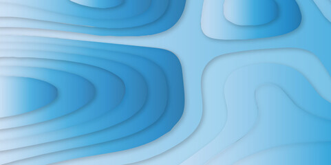 Modern luxury papercut abstract gradient background 3d art vector for origami design in geometric shapes, blue waves in paper cut style, blue and white gradient color background.