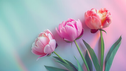 Fototapeta premium colorful tulips in soft pastel tones with subtle gradients