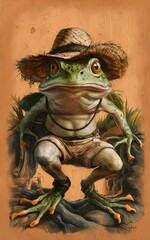 Fototapeta premium a frog-man hybrid, dressed in human attire 