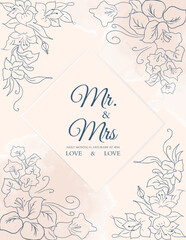 Wedding invitation cards with floral elements