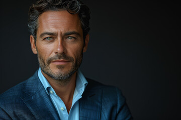 Fototapeta premium A corporate headshot showcasing the confidence and charisma of a successful CEO. Concept of leadership and influence in business. Generative Ai.