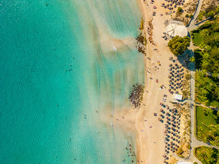 Top down view of Nissi beach in Ayia Napa, Cyprus