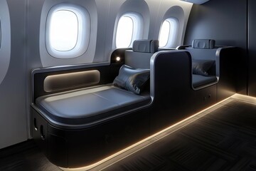 adjustable privacy partitions in business class airplane seats exclusive comfort and personal space 3d rendering