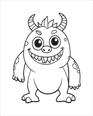 Monster Coloring Pages, Monster vector, Monster illustration, Doctors Coloring Book, Monster Coloring Book For Kids, Monster Coloring Pages, Cute Monster Coloring Book For Kids, Cute Monster.