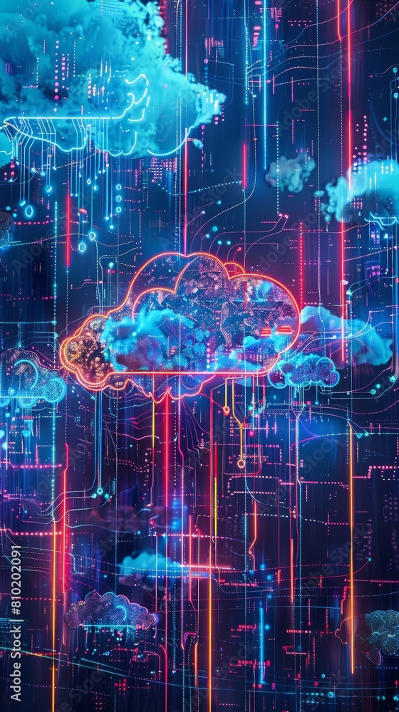Poster futuristic cloud computing concept image