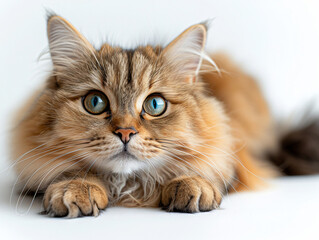 Brown Persian Cat on white background