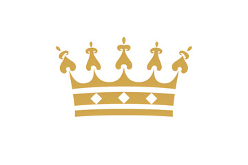 a gold crown with white diamonds