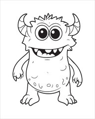 Monster Coloring Pages, Monster vector, Monster illustration, Doctors Coloring Book, Monster Coloring Book For Kids, Monster Coloring Pages, Cute Monster Coloring Book For Kids, Cute Monster.