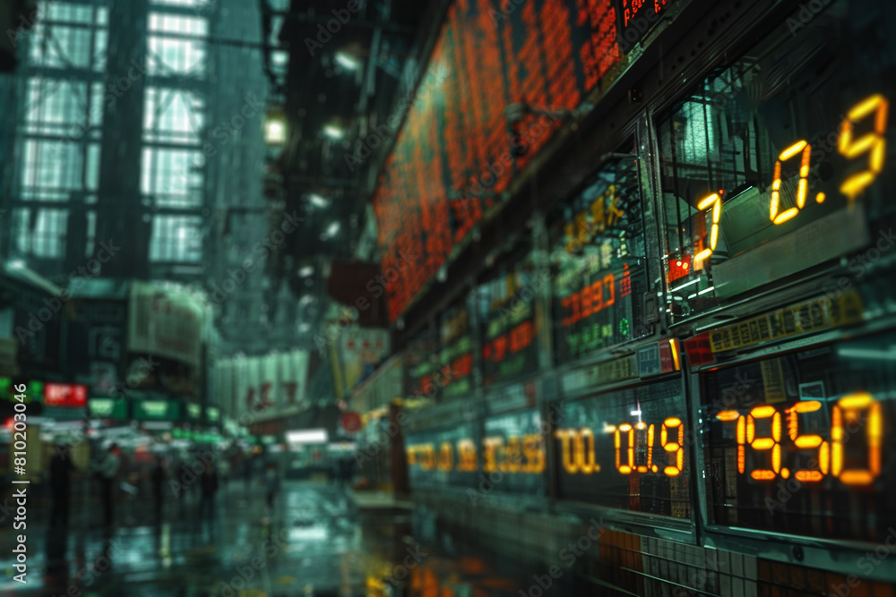 Poster the hustle and bustle of a stock exchange floor, with traders shouting orders and executing transact