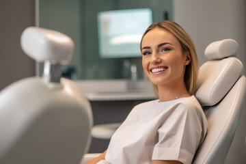 Obraz premium Smiling Woman at the Dentist