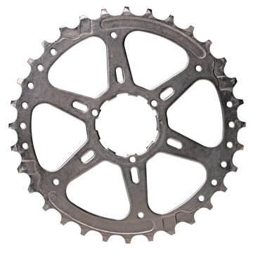 Rear sprocket from a bicycle gear. Isolated background.