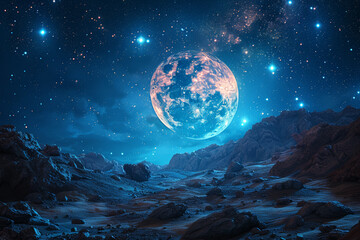 Gazing at the stars, reaching for distant dreams that sparkle in the night sky. Generative Ai.