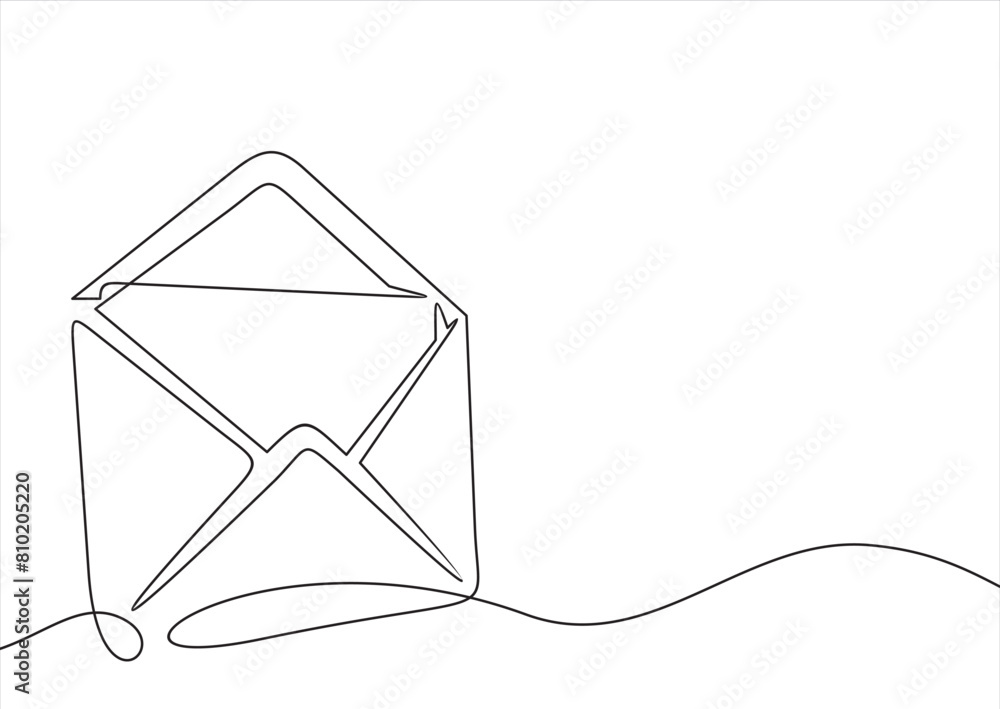 Poster envelope with message.continuous line drawing